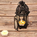 Metal Candle Holder 4PCS Transparent Glass Moroccan Style Hanging Lanterns Creative Wedding Home Tabletop Decoration Birdcage, Black by CozyNest Decor