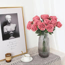 Pink Fake Roses Artificial Flowers - 16 Pcs Fake Artificial Roses Silk Flowers with Stems for Home Wedding Hotel Office Centerpiece Decor（Coral Pink） by CozyNest Decor