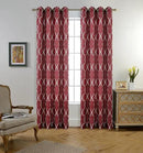 MIUCO Moroccan Embroidered Semi Sheer Curtains Faux Linen Grommet Window Curtains for Bedrooom 52 x 84 Inch 2 Panels, Burgundy by CozyNest Decor