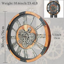 30 Inch Moving Gear Wall Clock, Oversized Wall Clocks, Clock Living Room Decor, Solid Wood Frame, Battery Operated, Large Wall Clock with Steampunk Industrial for Fireplace(Brown) by CozyNest Decor