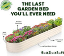 Galvanized Raised Garden Beds Outdoor // 8×2×1 ft Planter Raised Beds for Gardening, Vegetables, Flowers // Large Metal Garden Box (White) // Patented Tool-Free Design by GreenHaven Gardens