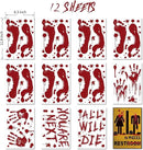 Halloween Clings- Bloody Handprint Footprint Floor Stickers, Scary Halloween Party Decor for Windows and Cars, Indoor/Outdoor Use - 12 Sheets by CozyNest Decor