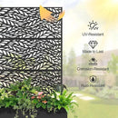 Raised Garden Bed with Trellis and Wheels,73"x47"x16" Metal Raised Garden Bed,Black Flowing Leaf Metal Planter with Climbing Trellis for Vines & Vegetables by GreenHaven Gardens