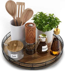 Acacia Wood 12" Lazy Susan Turntable Organizer for Table Top, Farmhouse Round Wooden Lazy Susan for Cabinet Kitchen Centerpieces Coffee Table, for Condiments Spices, Bathroom Vanity Tray Decor by CozyNest Decor