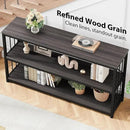 LVB 3-Tier Rustic Console Table, Extra Long Entryway Table with Storage, Industrial Skinny Wood Metal Sofa Table with Shelf, Modern Narrow Hallway Table for Foyer Living Room Bedroom, Dark Gray, 70 In by CozyNest Decor