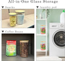 Glass Storage Jars Set Elegant Containers with Airtight Bamboo Lids, Perfect for Kitchen Organization - Flour, Rice, Pasta, Sugar, Coffee Beans, Accessories Included (2 packs(111oz)) by CozyNest Decor