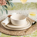GBHOME Ceramic Dinnerware Sets for 4, 12 Pieces Stoneware Plates and Bowls Sets, Scratch Resistant Dishes, Dishwasher & Microwave Safe, Reactive Glaze-Vanilla color by CozyNest Decor