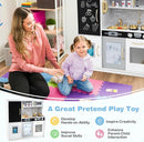 HONEY JOY Kids Kitchen Playset, Wooden Little Chef Pretend Toy Kitchen Set w/Chalkboard, Telephone, Utensils, Oven, Microwave, Sink, Storage, Play Kitchen for Toddlers Boys Girls, White Golden by TinyTreasures Baby Boutique