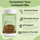 Compost Activator by Perfect Plants | Boosts Microorganisms & Adds Organic Fertilizer | for Use in Composter Tumblers, Machine Bins, or Turners | Fermented Bran with Microbial Inoculant (32 oz) by GreenHaven Gardens