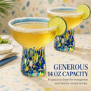 Stemless Margarita Glass – Set of 4 - Luxury Hand Blown Confetti Margaritas by The Wine Savant