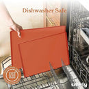 SMIRLY Plastic Cutting Board Set with Holder 3 Pieces, Non-Slip Dishwasher Safe Chopping Boards for Kitchen, Orange by CozyNest Decor