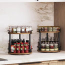 Spice Rack, Set of 2 Lazy Susan Organizer, 2-Tier Turntable Organizer, Rotating Spice Rack Organizer For Cabinet, Compact and Versatile, for Kitchen Countertop, Rustic Brown SR22L2BR by CozyNest Decor