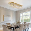 Rectangle Chandelier 8-Light Crystal Chandeliers, Modern Dining Room Light Fixture Luxury Gold Rectangular Flush Mount Chandelier Ceiling Light for Dining Room Living Room Kitchen Island Bar L40 Inch by CozyNest Decor