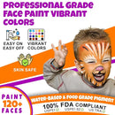 Face Painting Kit for Kids - 20 Colors Water Based Non-Toxic Paint With Stencils & Brushes - Professional Body Makeup Kit for Parties, Birthdays, Halloween by TinyTreasures Baby Boutique