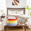 KAKAMAY Large Blanket Basket (20"x13"),Woven Baskets for storage Baby Laundry Hamper, Cotton Rope Blanket Basket for Living Room, Laundry, Nursery, Pillows, Baby Toy chest (Rainbow) by GreenHaven Gardens