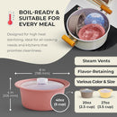 40oz Platinum Silicone Microwave Steamer Pot with Handle & Lid - Korea 100% Food-Grade Steamer Bowl, Heat-Resistant Cooker with Steam Holes, Easy Clean, Dishwasher Safe, Dry Rose by TinyTreasures Baby Boutique