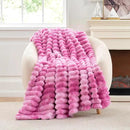Cozy Bliss Faux Fur Throw Blanket for Couch, Cozy Warm Plush Striped Blanket for Sofa Bedroom Living Room,50 * 60 Inches Tie-dye Pink by CozyNest Decor