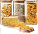 Square Glass Jars with Bamboo Lids 53 FL OZ [Set of 4], Glass Canisters with Airtight Lid, Glass Food Storage Containers for Pasta, Cereal, Coffee, Flour, Sugar, Best for Kitchen & Pantry by CozyNest Decor