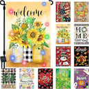 Lighted Seasonal Garden Flags Set of 12 Double Sided 12 x 18 Inch LED Yard Flags, Small Flags for Outside, Fall Winter Halloween Christmas Outdoor Flags,Solar Holiday Garden Flags for All Seasons by GreenHaven Gardens