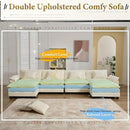 URRED Modular Sectional Sofa Comfy Cloud Couch, Modern Chenille Sofa Sleeper Deep Seat Couches with Ottoman/Pillows for Living Room (White, 154'' - U Shape) by CozyNest Decor