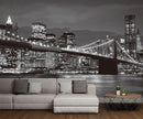Grey City Wallpaper Brooklyn Bridge Nightscape Wall Mural for Living Room Bedroom Dining Room Office(Not Self-Adhesive) by TinyTreasures Baby Boutique