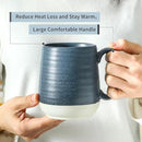 Hasense Coffee Cups, 15 oz Coffee Mugs Ceramic with Handles Set of 6, Tea Cup for Home and Office, Stylish Colorblocking Mug for Coffee, Tea, Latte, Cocoa, Dishwasher Microwave Safe, Deep Blue by CozyNest Decor