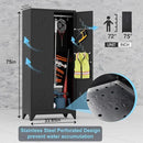 Metal Storage Cabinet with Lock Door, 75" Tall Garage Storage Cabinet with Hanging Rod, Broom Closet Bathroom Storage Cabinet, Cleaning Tool Cabinet by CozyNest Decor