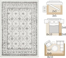 jinchan Floral Area Rugs 4x6 - Machine Washable Vintage Distressed Boho Design Throw Rug Stain Resistant Carpet Low Pile Ultra-Thin Non-Slip for Bedroom Living Room Dining Room Kitchen (4‘x6',Beige) by TinyTreasures Baby Boutique