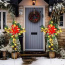 Ganeen 2 Pcs Solar Stake Christmas Outdoor Decorations Christmas Yard Stake Decor LED Lights Cemetery Grave Cross Poinsettia Decor for Holiday Garden Pathway Lights (Poinsettia) by GreenHaven Gardens