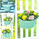 Sungmor Wall Hanging Planters,11.5 Inch Hanging Flower Pots for Railing Fence - Indoor Outdoor Balcony Wall Planter Hanging Basket, Plastic Pot Plant Container - Half Round & 3PC Pack & Green by CozyNest Decor