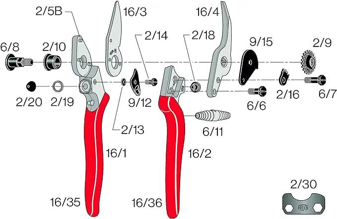 Felco F16 Pruning Shears – 7.7" Garden Clippers for Left-Handed Users with Bypass & Anvil Blades | Hand Pruners for Gardening | Garden Tool Cutter with Aluminum Handle, Lightweight Swiss Precision, photo 5 of 6