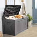 JUMMICO 120 Gallon Resin Deck Box, Large Outdoor Storage Box Waterproof & Lockable for Garden, Patio, Pools (Gray) by CozyNest Decor