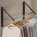 Dr.DJ Clothes Drying Rack with Rod, Wall-Mounted Retractable & Foldable Clothes Hanger for Laundry Room Organization and Storage, Metal Clothes Hanger Rack for Dorm, Closet, Balcony 2Rack, 1Rod Black by CozyNest Decor