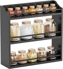 Bamboo Spice Rack Wall Mount or Tabletop Holder, 3-Tier Shelf for Seasoning Bottles Organizer, Medicine Holder (Black) by CozyNest Decor