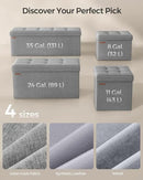 SONGMICS MAZIE Collection - 43 Inches Folding Storage Ottoman Bench, Ottoman Foot Rest, End of Bed Bench, Storage Chest, Load 660 lb, for Living Room, Bedroom, Entryway, Light Gray ULSF77G by CozyNest Decor