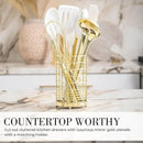 Styled Settings White and Gold Kitchen Utensils Set - 15-Piece BPA free, Non-Scratch, Utensils Set Includes White Silicone Cooking Utensils and Measuring Cups and Spoons by CozyNest Decor