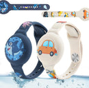 R-fun Waterproof Air Tag Bracelets [2 Pack] Compatible with Apple Air Tag Finders with Cartoon Pattern,Anti Lost GPS Item Finders Case Cover,Gray Car/Blue Shark by TinyTreasures Baby Boutique