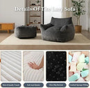 Oversized Bean Bag Chaise Lounge Chair Indoor for Adults with Armrests & Ottoman - Giant Comfy Gray Beanbag Floor Sofa Cloud Accent Chair for Reading, Gaming, Cozy Plush Cloud Mini Couch by CozyNest Decor