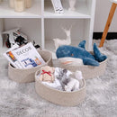 Cute Shelf Basket to Store and Organize Household Items/Baskets&Bins for Daily Storage &Organizing/Woven Rope Basket for Living Room, Playroom/Small Oval-13x8.66x5.11’’,3 Packs Light Brown by TinyTreasures Baby Boutique