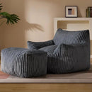 Oversized Bean Bag Chaise Lounge Chair Indoor for Adults with Armrests & Ottoman - Giant Comfy Gray Beanbag Floor Sofa Cloud Accent Chair for Reading, Gaming, Cozy Plush Cloud Mini Couch by CozyNest Decor