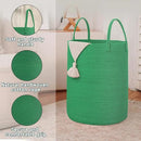 Large Woven Laundry Basket Hamper,60L Cotton Rope Storage Bin for Blankets,Toys and Clothes,Decorative Tall Nursery Hamper for Living Room,Baby Nursery,Bathroom and Bedroom,Dark Green by CozyNest Decor
