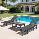 SERWALL Outdoor Coffee Table, HDPE Patio Coffee Table for Outside, Grey by CozyNest Decor