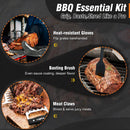 Walfos BBQ Gloves - 500°F Heat Resistant Grilling Gloves Set with Meat shredding Claws & Silicone Brush, Non-Slip Kitchen Silicone Oven Mitt, for Barbecue, Cooking, Baking, Cutting, Black by GreenHaven Gardens
