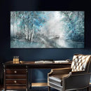 SOUGUAN Forest Wall Art for Living Room Foggy Tree Artwork Sunlight Wall Decor Nature Wall Decorations on Canvas 24"x48" Wall Paintings Ready to Hang by CozyNest Decor