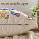 Embroidered Throw Pillow Cover 18x18 Classic Boho Floral Pattern Pillows Cover Outdoor Decorative Pillowcase,Durable Cozy Textured Cushion Case for Sofa Couch Bed Living Room,Blue by CozyNest Decor