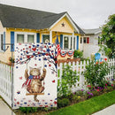 Heyfibro 4th Of July Patriotic Cute Cat Garden Flag 12x18 Double Sided Burlap, Heart Star Tree Pattern USA Flags Retro Yard Banner for Rustic Independence Day Outdoor Decor (ONLY FLAG) by GreenHaven Gardens
