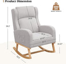 Rocking Chair Nursery, Nursing Rocking Chairs for Mom Nursery, Comfy Wingback Glider Rocking Armchair with Side Pocket for Nursery Living Room Bedroom, Light Grey by TinyTreasures Baby Boutique
