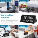 Kogonee Wooden Digital Alarm Clock, 0-100% Dimmer, 2 Alarm Settings, Weekday/Everyday Mode, 9 Mins Snooze, 12/24H, Temperature and Date Display for Office, Travel, Bedroom Alarm Clock (Black) by CozyNest Decor