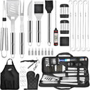 Kaluns Grilling Accessories, Dad Gifts for Christmas Grilling Gifts, Heavy Duty Stainless Steel Grill Set BBQ Grill Accessories for Outdoor Grill with Meat Thermometer, Case and Apron by GreenHaven Gardens