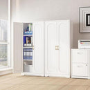 Kitchen Pantry Cabinet,60”Metal White Storage Cabinets with Doors and Shelves,Tall Cabinet with 2 Gold Hands for Dinning Room,Living Room by CozyNest Decor